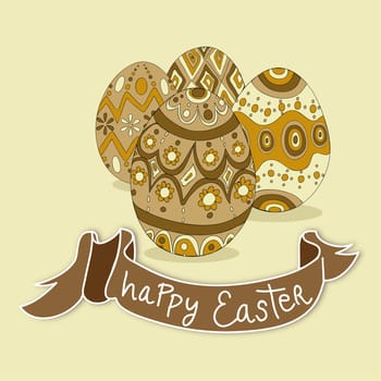 Happy Easter eggs greeting card background. Vector file layered for easy manipulation and customisation.