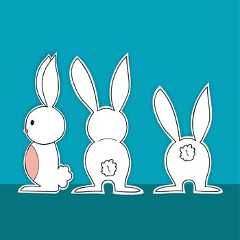 Easter bunny isolated in different positions. EPS10 file version. This illustration contains transparencies and is layered for easy manipulation and custom coloring