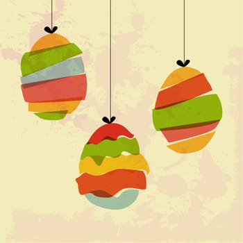 Transparent multicolored hanging Easter eggs. EPS10 file version. This illustration contains transparencies and is layered for easy manipulation and custom coloring