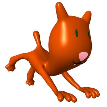 Angle view carved cat pees on imagitable grass