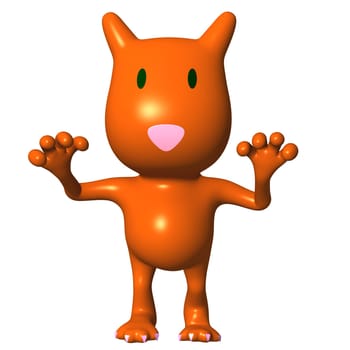 Front view carved cat creeps near its prey