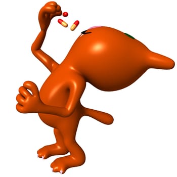 Side view cat swallowing three pills at once