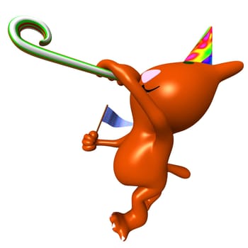 Side view happy cat on friend birthday party