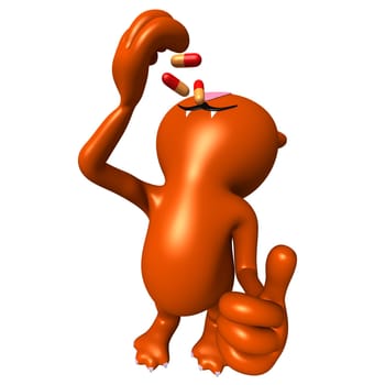 Front view cat swallowing three pills at once
