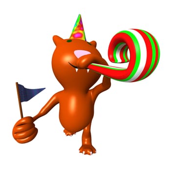 Zoomed view carved cat on friend birthday party