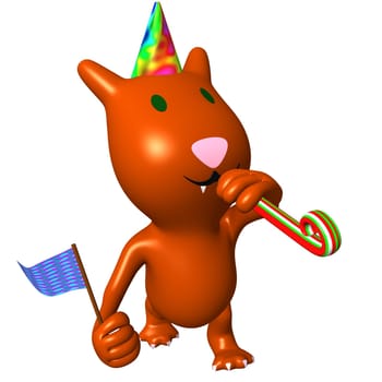 Front view happy cat on friend birthday party