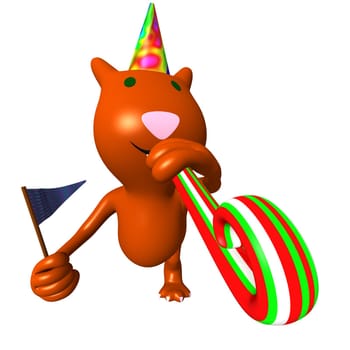 Angle view carved cat on friend birthday party