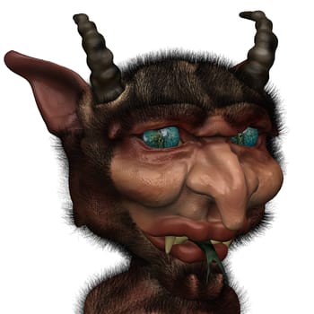 Strange looking devil seems to be confused  satyr