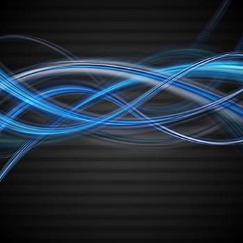 Bright blue waves on the dark background. Vector design eps 10