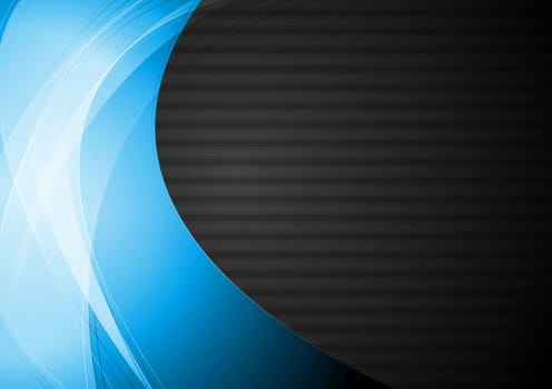 Abstract elegant blue and black wavy design. Vector background eps 10