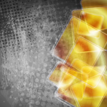 Abstract yellow squares on the grey grunge background. Vector illustration eps 10