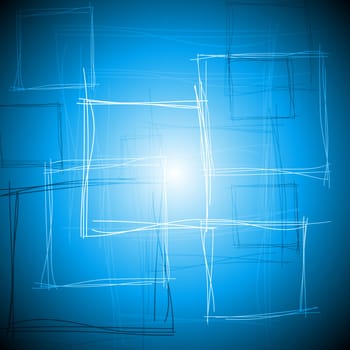 Abstract tech drawing with squares. Vector background eps 10