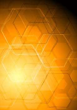 Abstract tech orange drawing. Vector background eps 10
