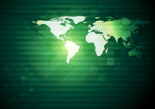Dark green technology design with world map. Eps 10 vector background