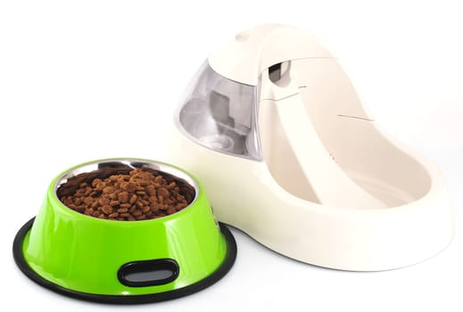 Pet food and electric water bowl