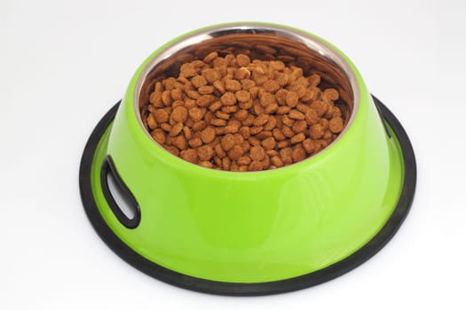 Pet food in a bowl