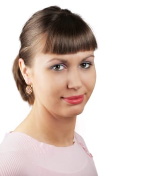 Portrait of a beautiful young bussiness woman isolated on white.