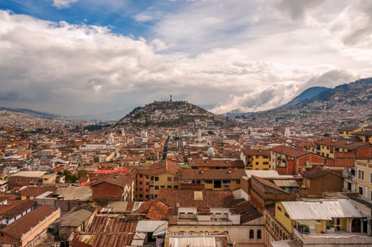 View of urban sprawl in Quito, Ecuador