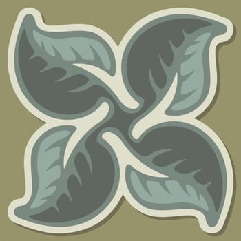 Decorative square tile with stylized leaves.