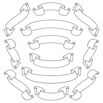 Set of blanc scroll banners design elements for text or decoration