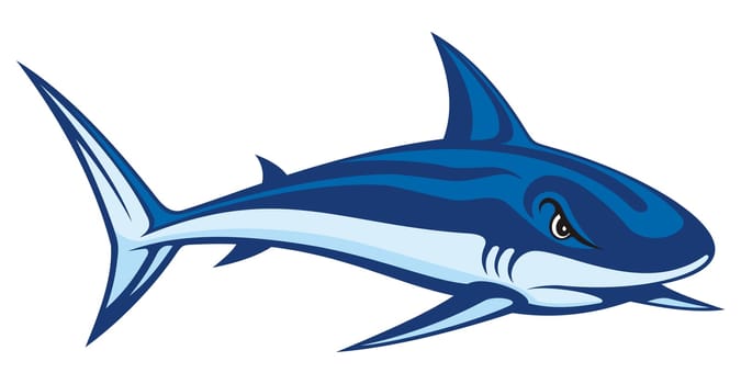 Stylized blue cartoon illustration of a shark.