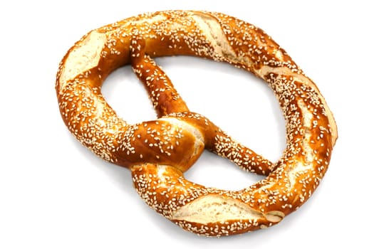 Pretzel,close-up of baked goods on white background