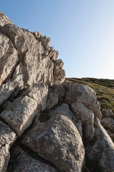 Limestone rock formation at Cape Espichel, Sesimbra, Portugal