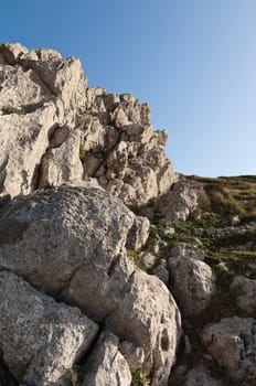 Limestone rock formation at Cape Espichel, Sesimbra, Portugal