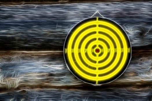 Crossaired target is with holes hanging on wall