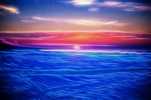 sunset on the beach at night