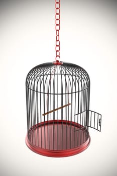 Open bird cage, 3d rendered image
