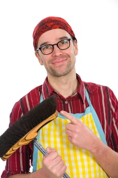 kind man with broom