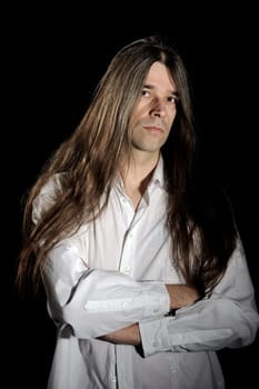 young man with long hair
