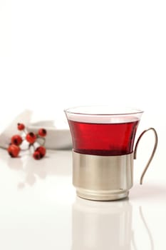 Tea of rose hip on a white background
