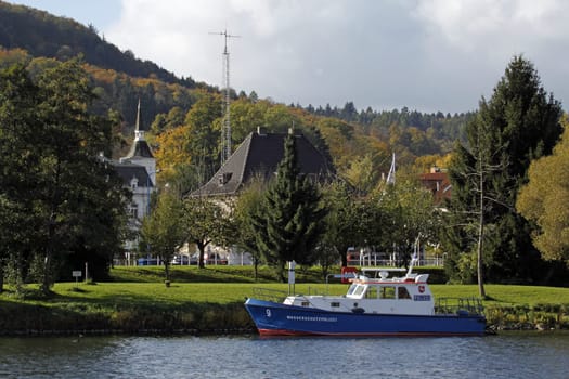 Police boat on the Weser in Hamelin