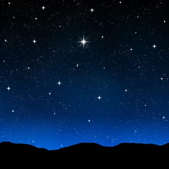 starry sky at night with bright wishing star