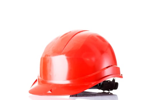 Red helmet isolated on white