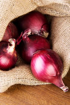 Red onion in bag