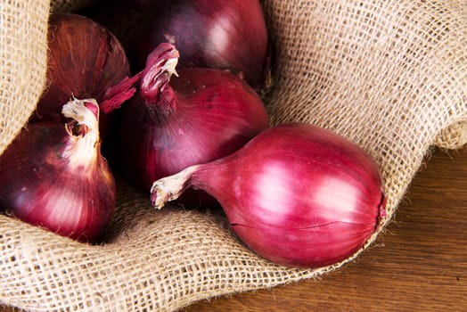Red onion in bag