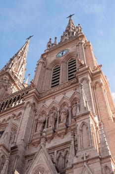 Neo-gothic Lujan Basilica in Lujan, Buenos Aires, Argentina.