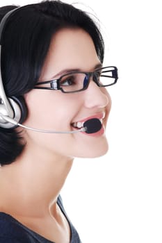 Call center woman with headset.