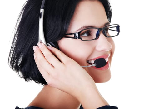 Call center woman with headset.