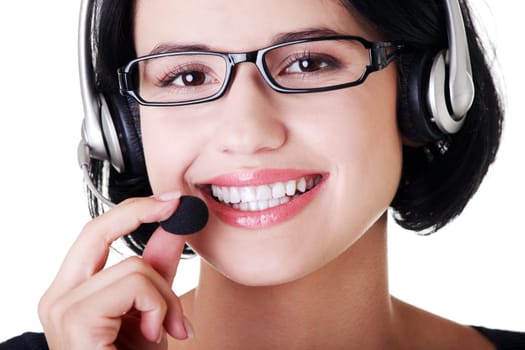 Call center woman with headset.