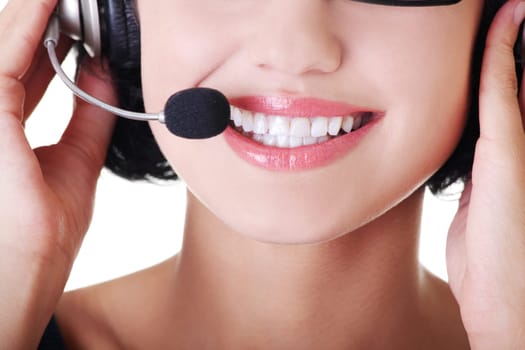 Call center woman with headset.