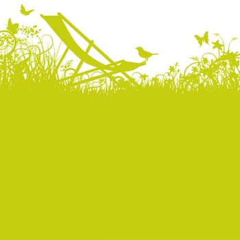 Blades of grass deck chair on the meadow
