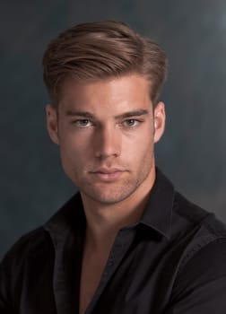 Studio portrait of handsome young man