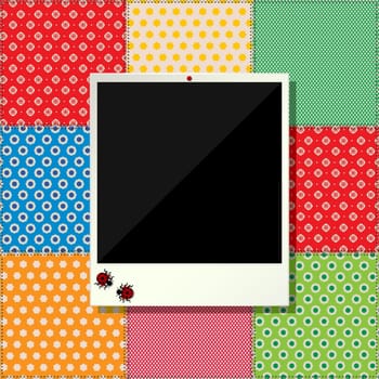 Scrapbooking design with floral decoration and photo frame