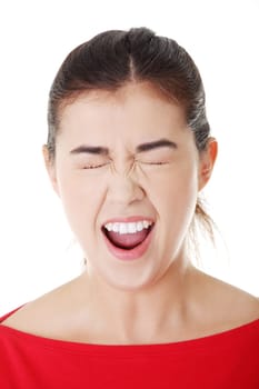 Screaming woman portrait