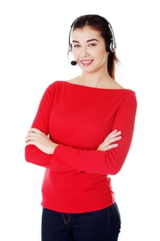 Call center woman with headset.