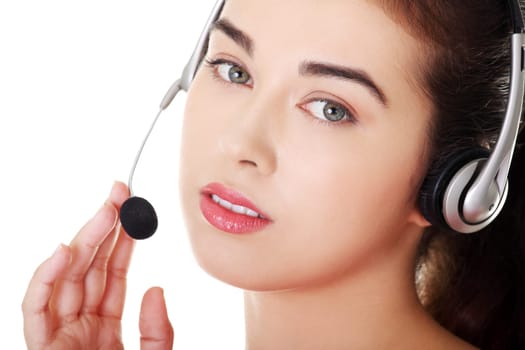 Call center woman with headset.